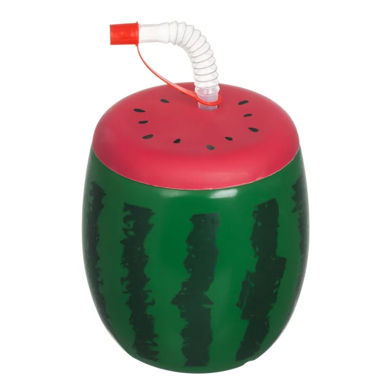 Pahar 3D în formă de pepene verde, 900ml, cu pai
