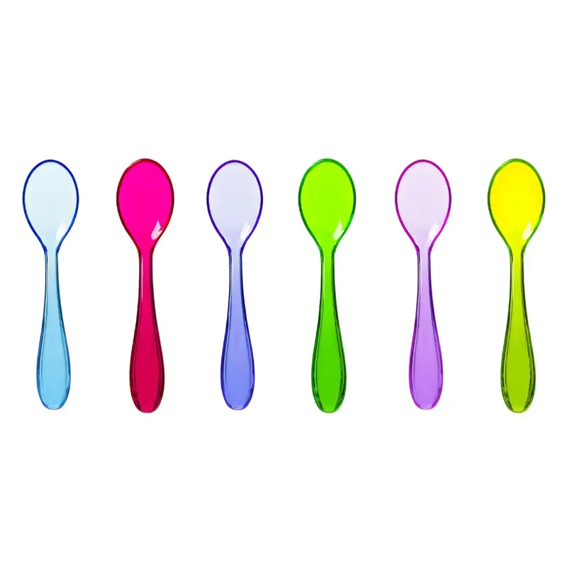 Set lingurițe din plastic reutilizabile 6 bucăți colorate 12cm