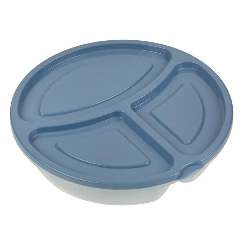 Caserola Rotunda din Plastic cu 3 Compartimente & Capac Gri 1.1L