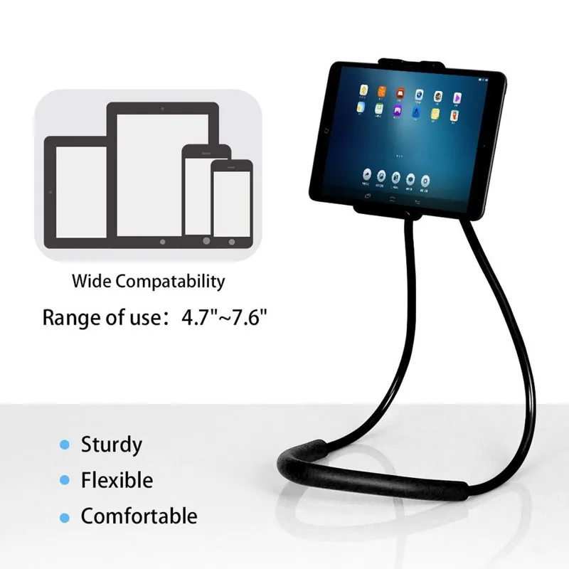Suport Telefon Reglabil Handsfree, Flexibil, pentru Dispozitive 4.7-7.6 inch, Negru
