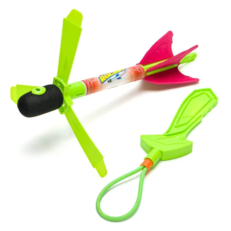 Rachetă Jucărie cu Lansator, Verde Neon, Lumină și Sunet, 27cm