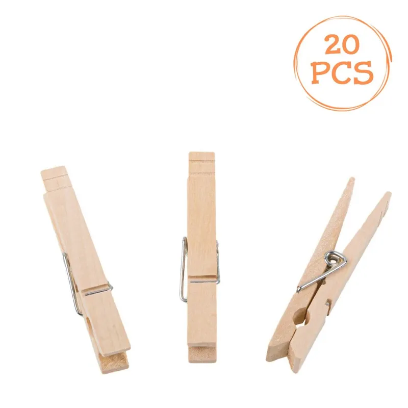Cuie de rufe din lemn natural, set de 20 bucăți