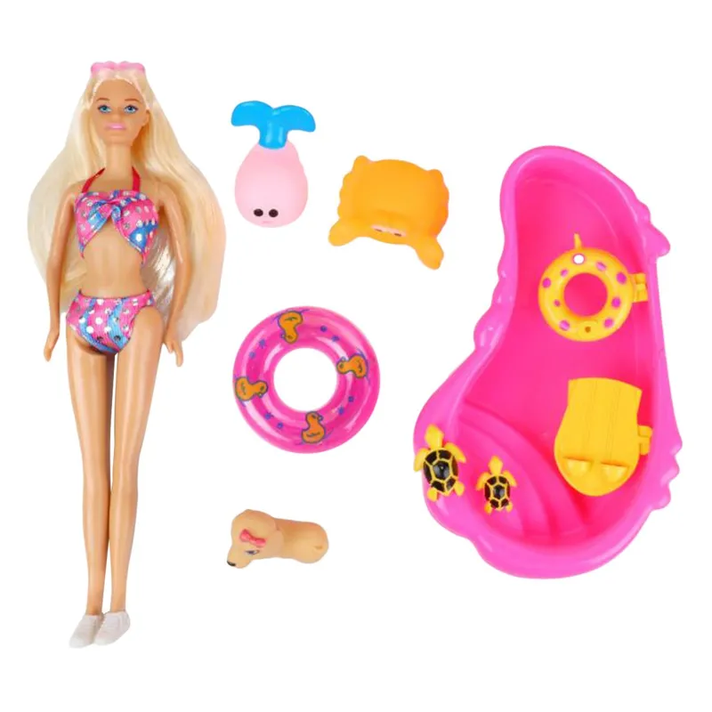 Păpușă Manechin Vacanță de Vară cu Accesorii Piscină Multicolor