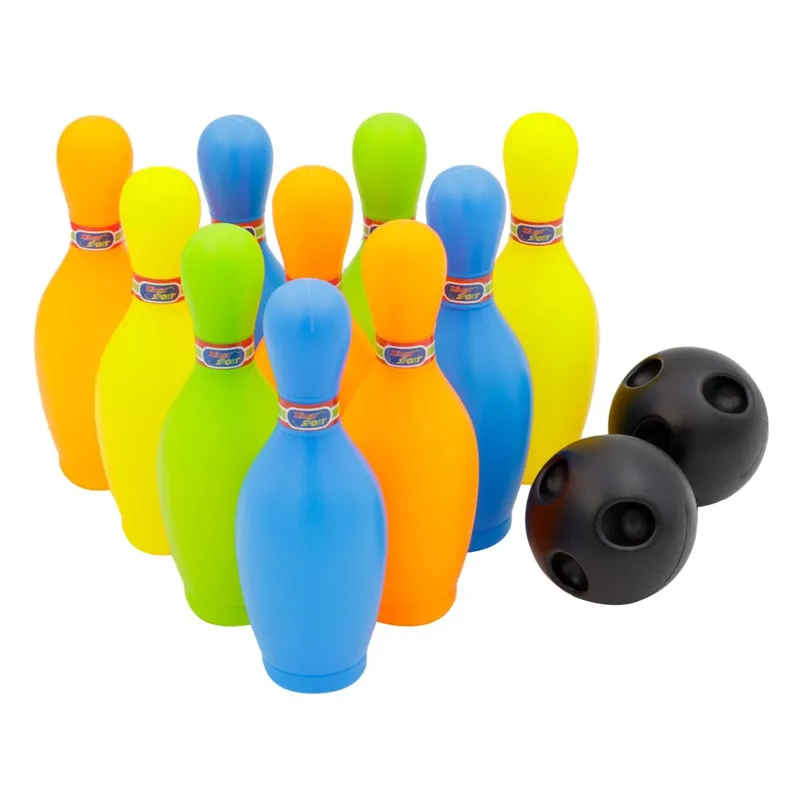 Set de Bowling pentru Copii, 10 Popice Colorate si 2 Mingi, Plastic Rezistent