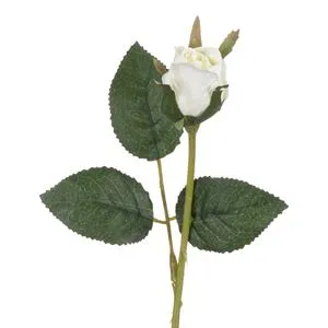 Floare artificiala trandafir cu boboc alb, 21cm