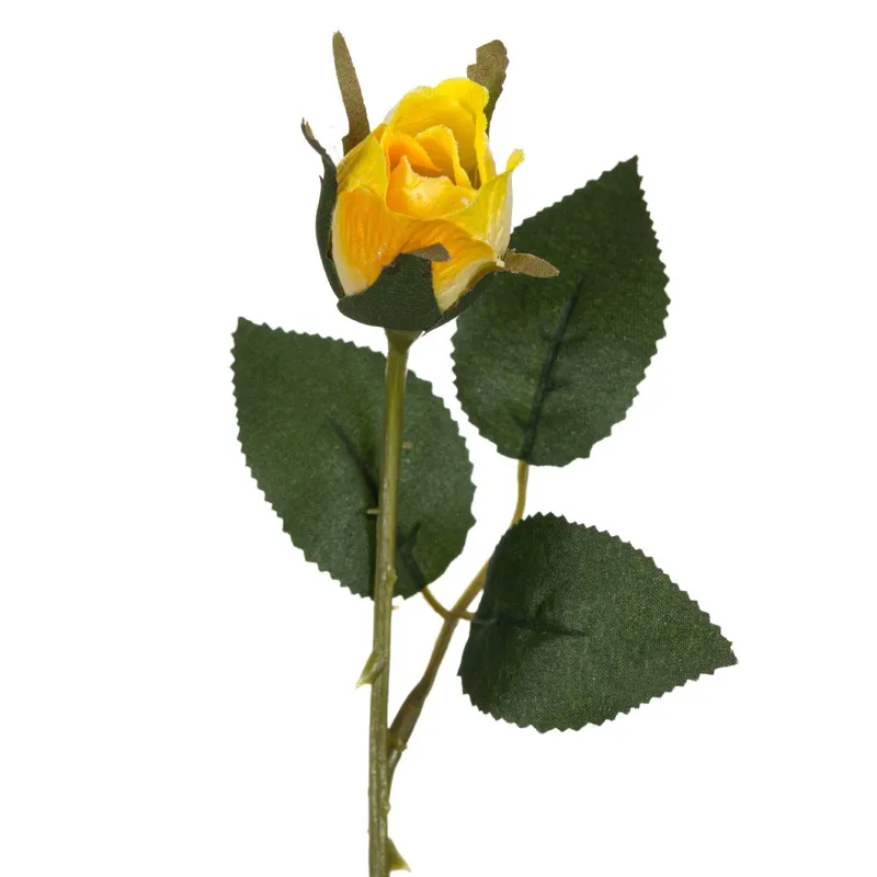 Trandafir artificial galben cu tulpina, 21 cm