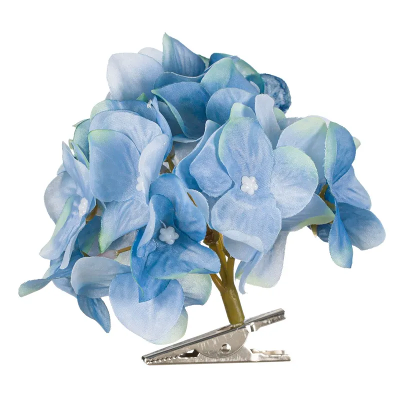 Floare artificiale hortensie bleu cu clips pentru decorarea casei