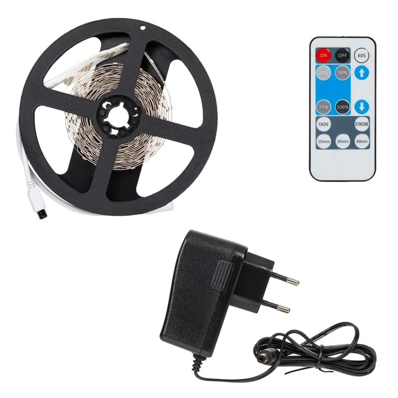 Bandă LED autocolantă, 3m, 60 LED/m, Albă, 12V, cu telecomandă