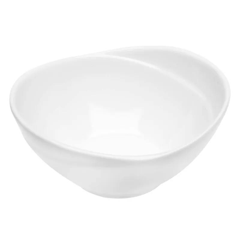Bol din porțelan alb cu dungă, 160ml