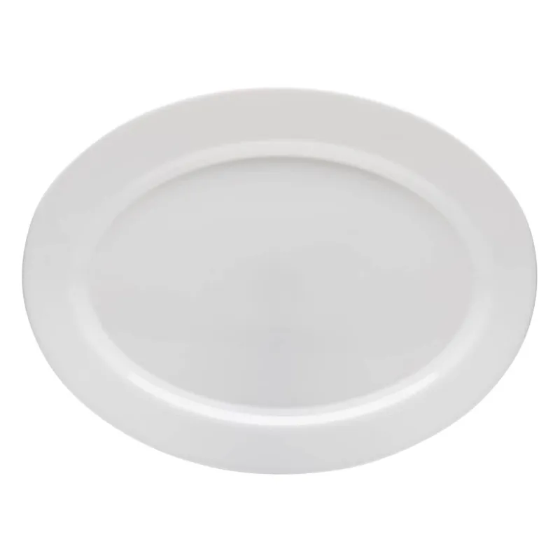 Platou servire oval alb din opal, 35.5x26.5 cm