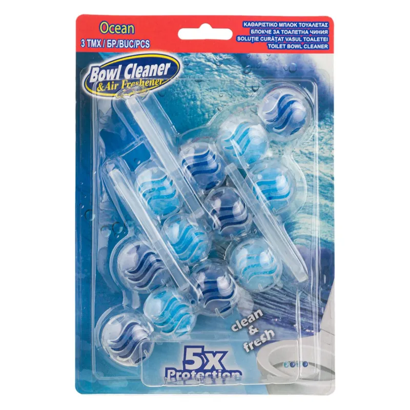 Odorizant pentru toaletă cu 4 bile, Set 3 unități, Aromă Ocean