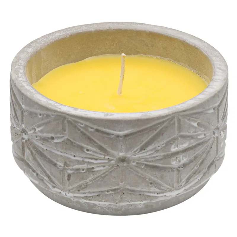 Ghiveci Ceramic Gri cu Lumanare și Design Geometric