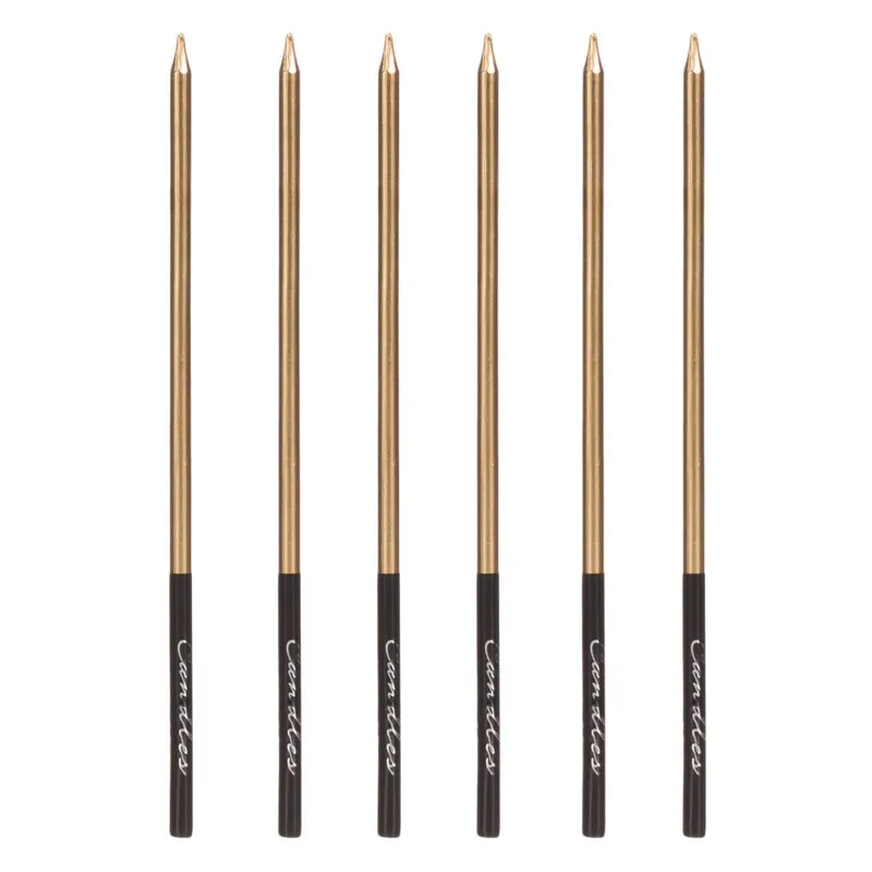Set Lumânări Zi de Naștere Aurii Metalizat și Negre, 6 bucăți, 15 cm