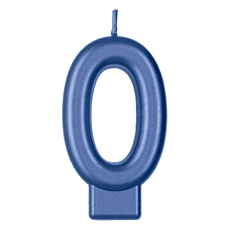 Lumanare număr 0 albastră metalizată pentru tort