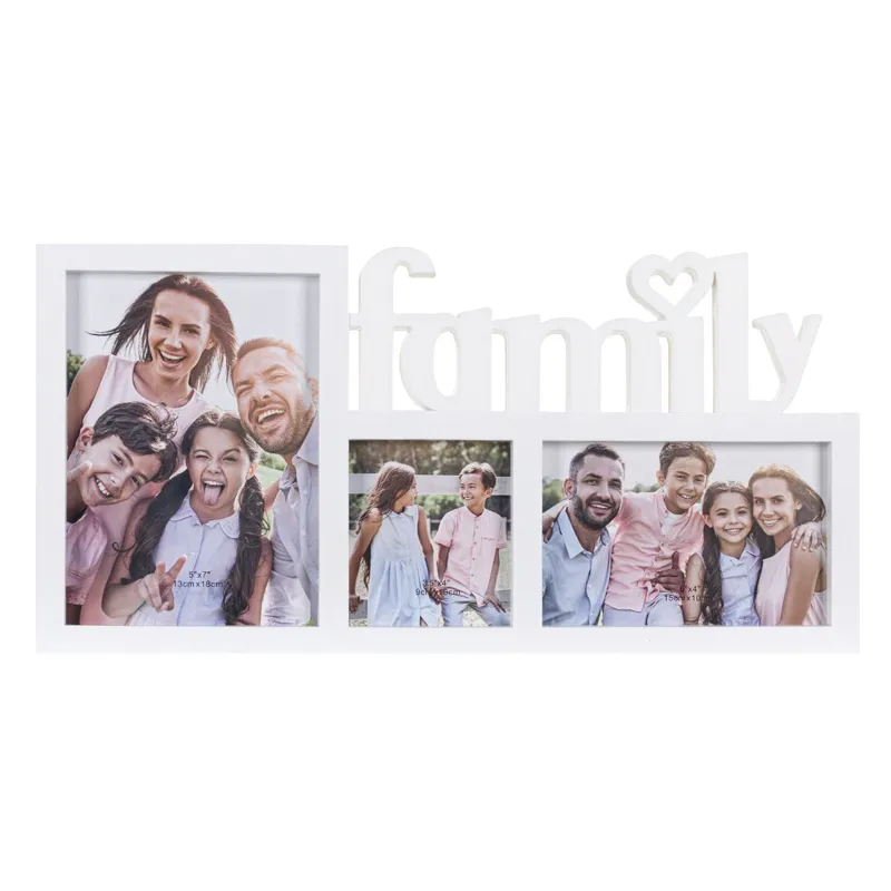 Ramă foto decorativă albă „Family” pentru 3 poze, 40x20 cm – poza 2
