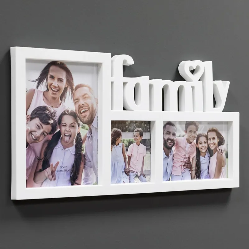 Ramă foto decorativă albă „Family” pentru 3 poze, 40x20 cm – poza 3