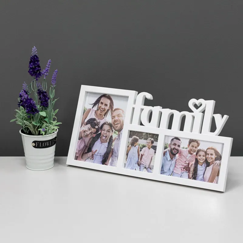 Ramă foto decorativă albă „Family” pentru 3 poze, 40x20 cm – poza 4