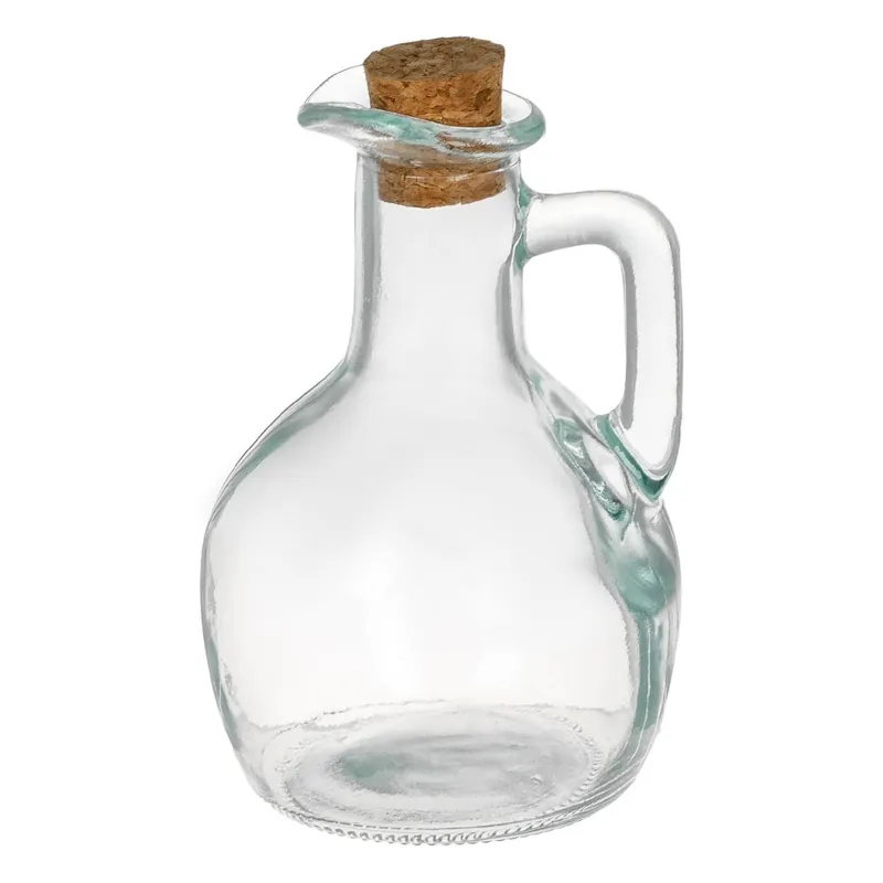 Carafă din sticlă transparentă cu mâner și dop de plută