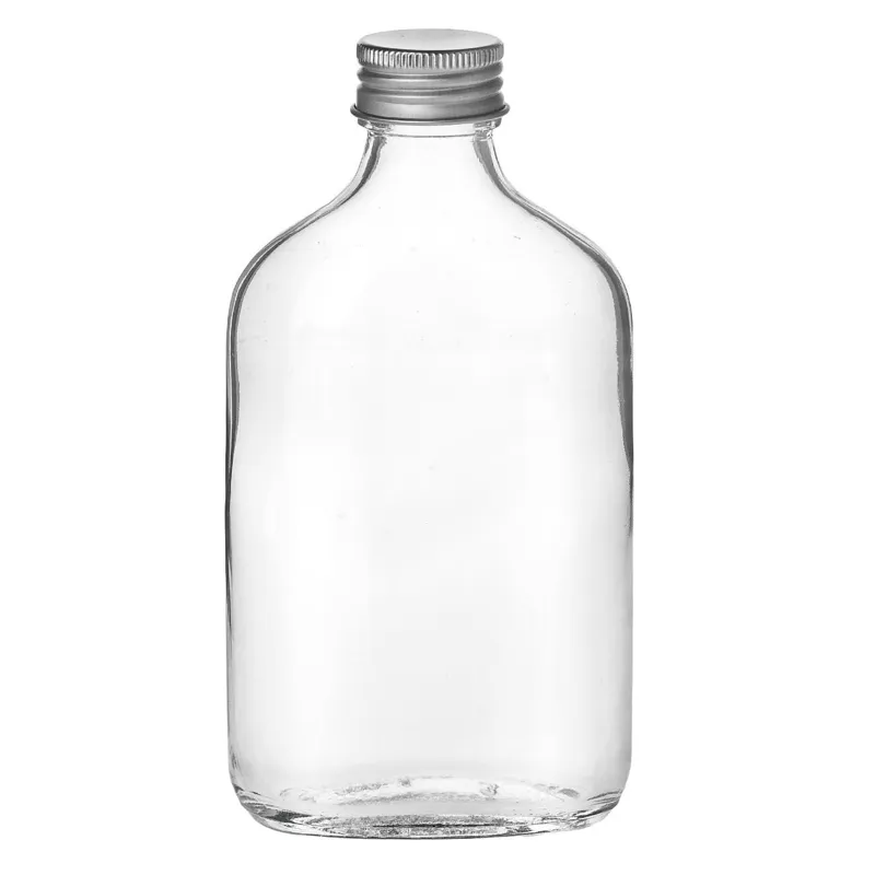 Sticlă de sticlă transparentă cu capac metalic