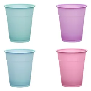 Set 45 de Pahare din Plastic, 300 ml, 4 Culori Pastelate – poza 3