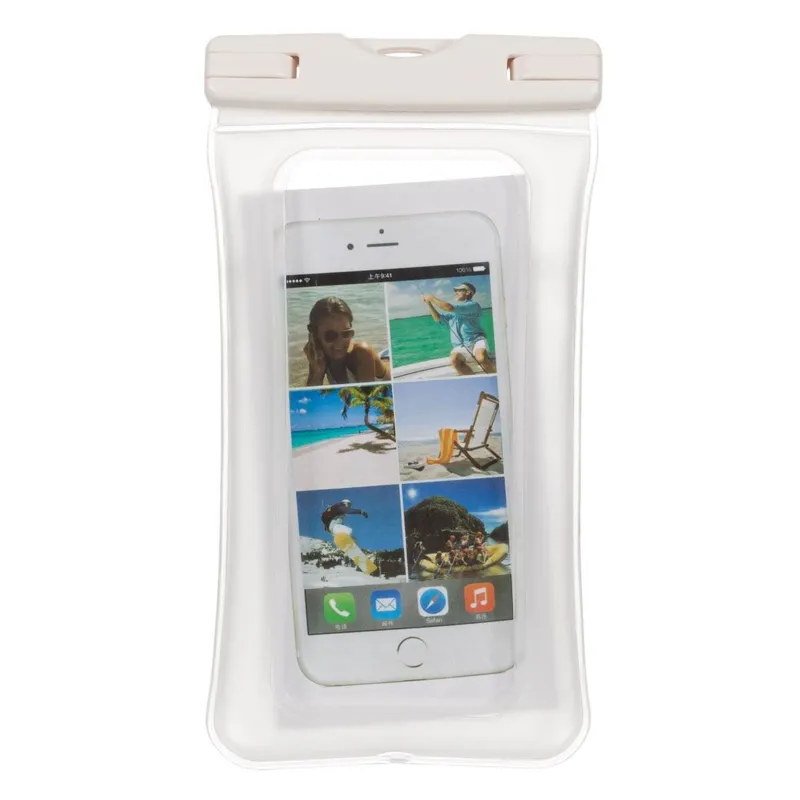 Husă impermeabilă pentru telefon, 21.5x11.5 cm, Albă, cu curea