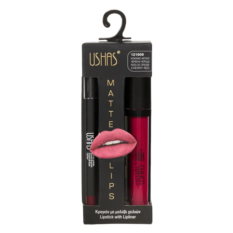 Set Luciu de Buze Mat si Creion de Buze, Rosu Cherry, 3.8ml – poza 3