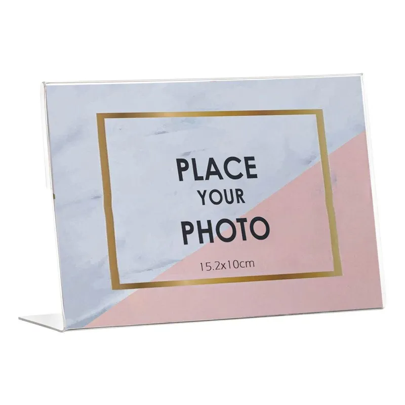 Ramă foto decorativă transparentă cu textură marmură, 15.2x10cm