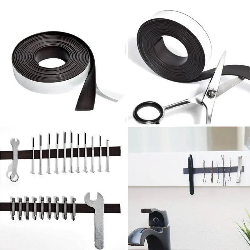 Bandă magnetică autocolantă neagră pentru organizare atelier și birou