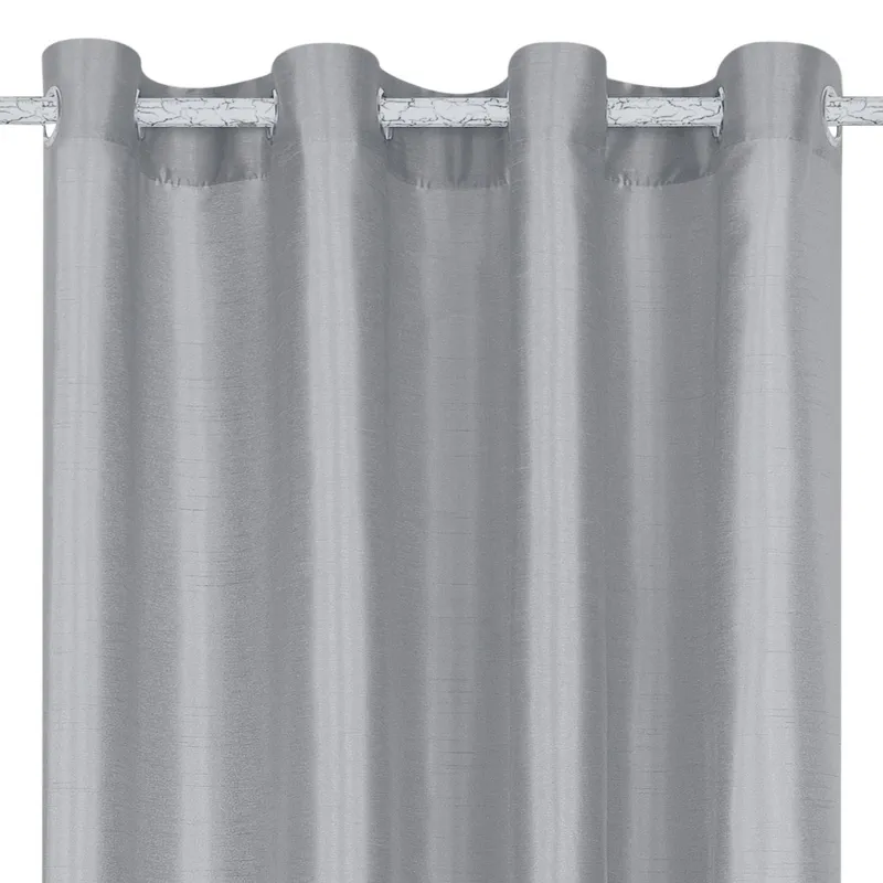 Perdea Decorativă Gri Faux Silk cu Inele - Dimensiune 140x260cm