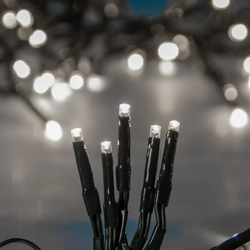 Instalație Lumini LED 500 Becuri Alb Rece Cablu Verde 28m IP44