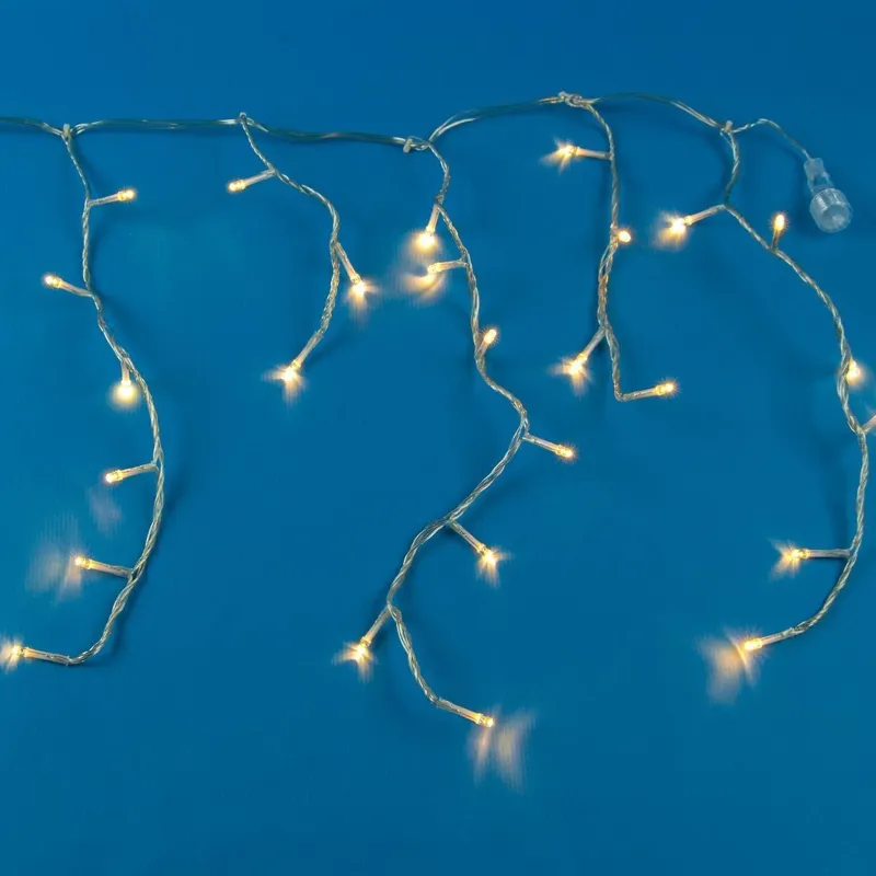 Instalație Lumini LED Perdea 500 Becuri Alb Cald Cablu Transparent Extensibil