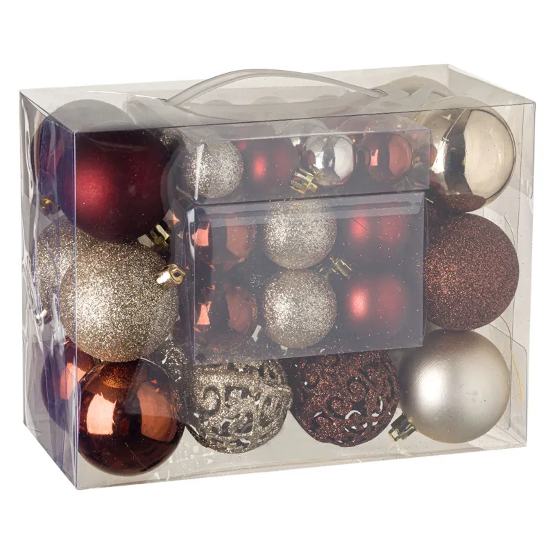 Set Globuri de Crăciun Multicolor Mat Strălucitor Glitter Plastic