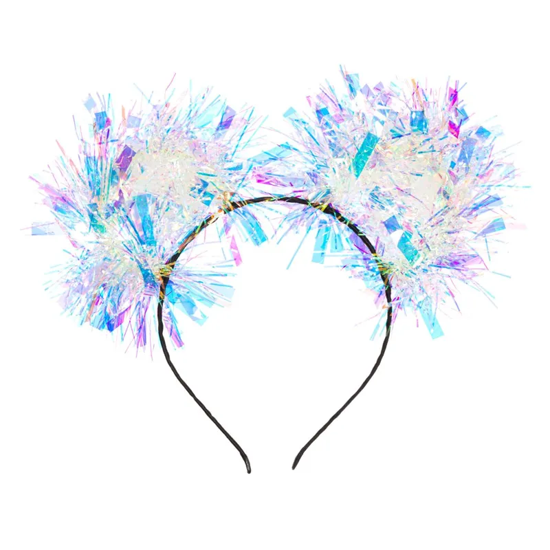 Coroniță de Păr Holografică cu Urechi Tinsel Multicolor din Plastic