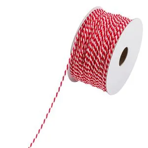 Siret decorativ pentru brad de Craciun, Alb si Rosu, 20 cm
