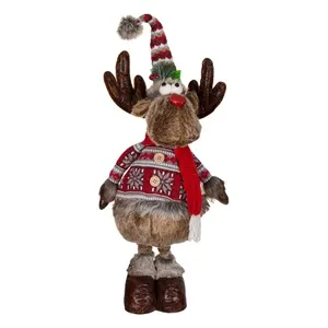Figura Decorativă de Crăciun Cerb cu Jachetă și Blană