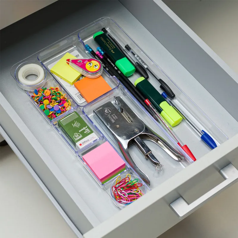 Organizator Sertar din Plastic Transparent, 35.5x22.8x2.5cm, Compartimentat