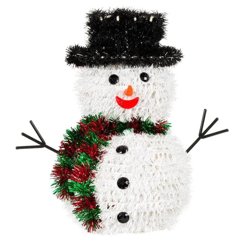 Om de Zăpadă Decorativ de Crăciun cu Palărie Tinsel Neagră 27cm