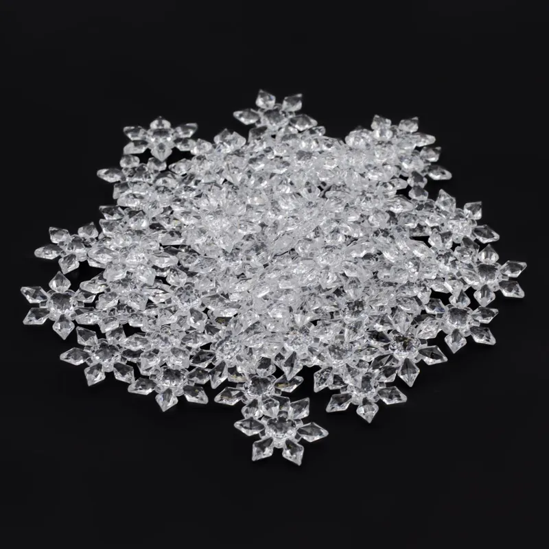 Fulgi Decorativi de Crăciun Acrilici Transparent 3cm Set 80 Bucăți