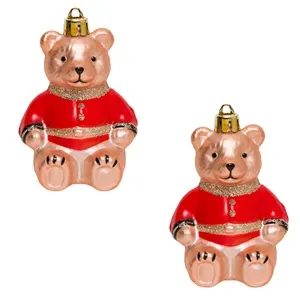 Set Ornamente de Craciun Ursi Roșii Glitter