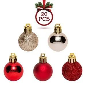 Set Globuri Crăciun Glitter Roșu Bej 3cm 20 Bucăți