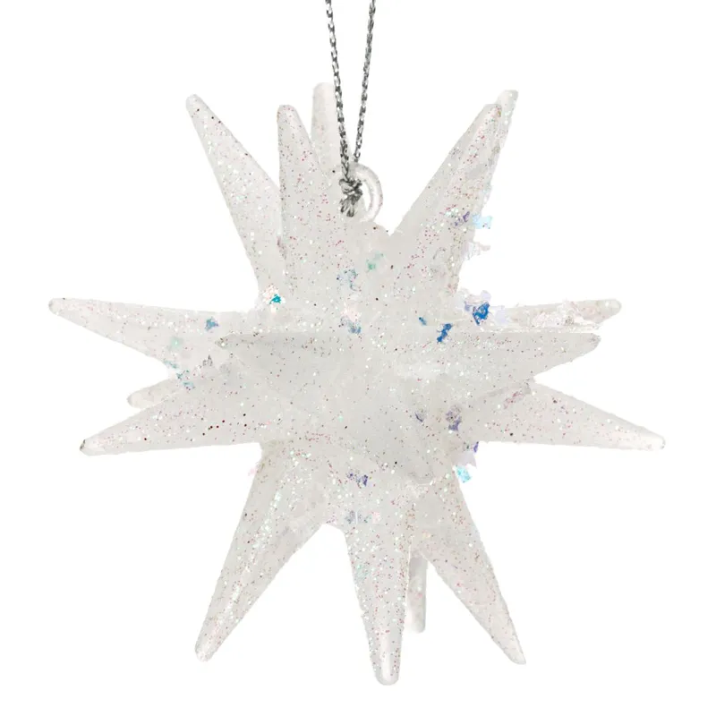 Ornament Fulg 3D cu Glitter Irizat pentru Brad de Crăciun