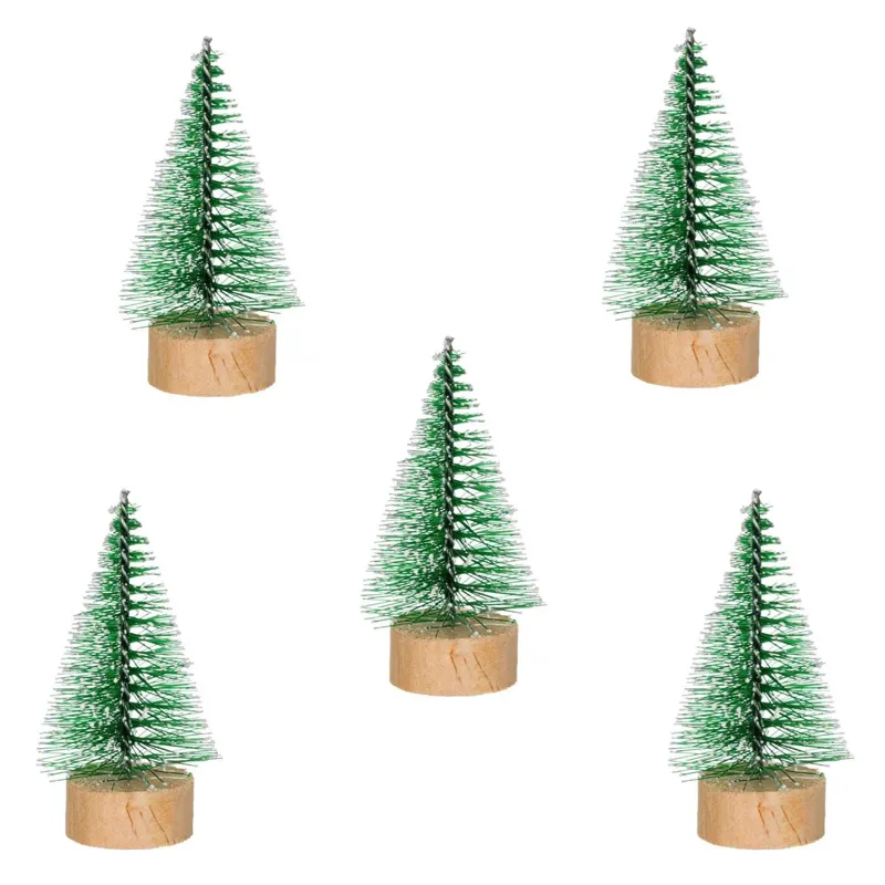Set Brazi Decorativi de Crăciun cu Glitter și Zăpadă pe Bază Lemn