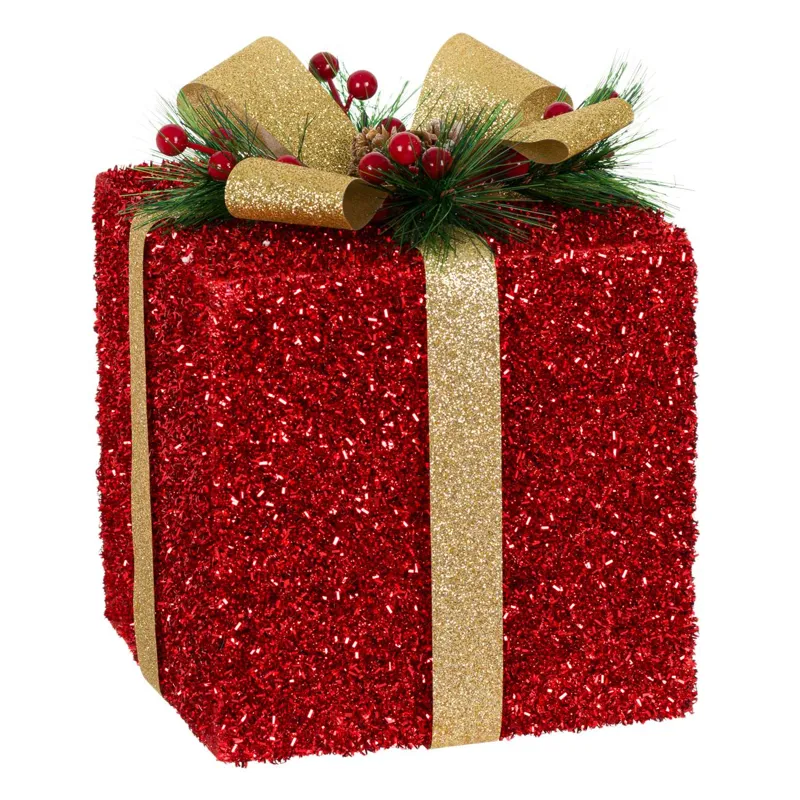 Ornament Crăciun din Spumă Roșu cu Panglică Glitter Auriu