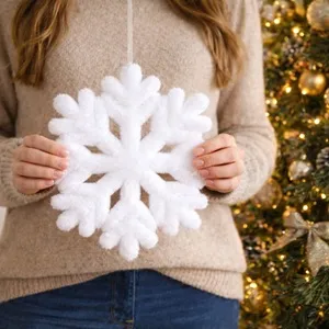 Ornament pentru brad de Craciun din spuma fulg alb 23cm