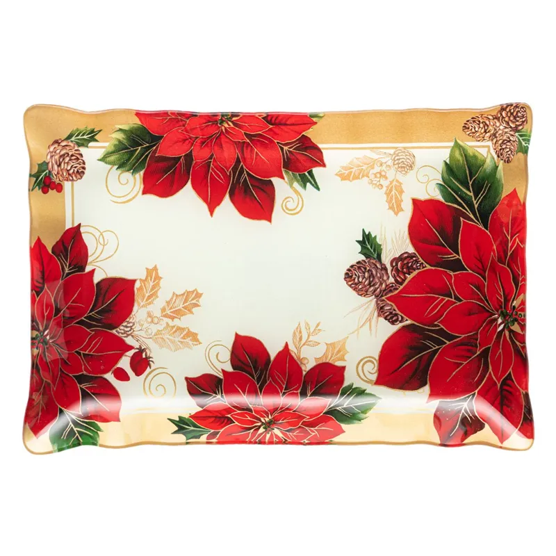Platou Sticlă Crăciuniță Dreptunghiular Multicolor 31x21cm