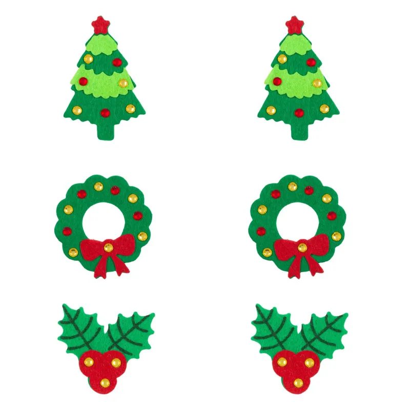 Set Autocolante de Pasla Modele de Crăciun Verde din Pâslă