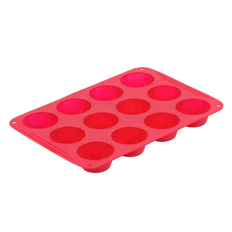 Forma de silicon pentru briose, 12 spatii, 34x24 cm, rosie
