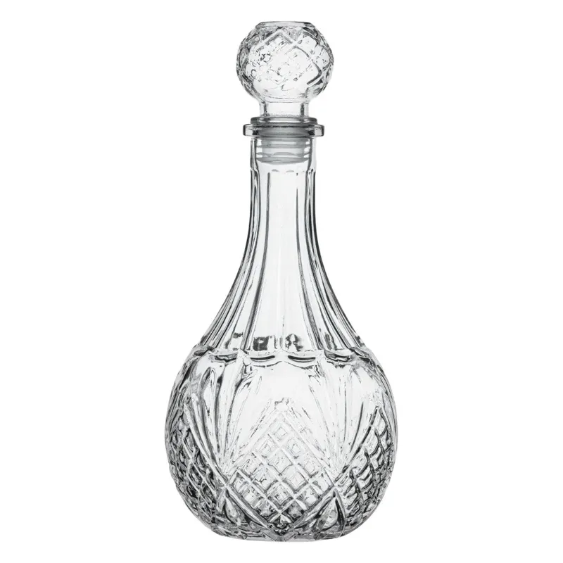Sticlă rotundă transparentă pentru lichior, 900 ml, cu capac