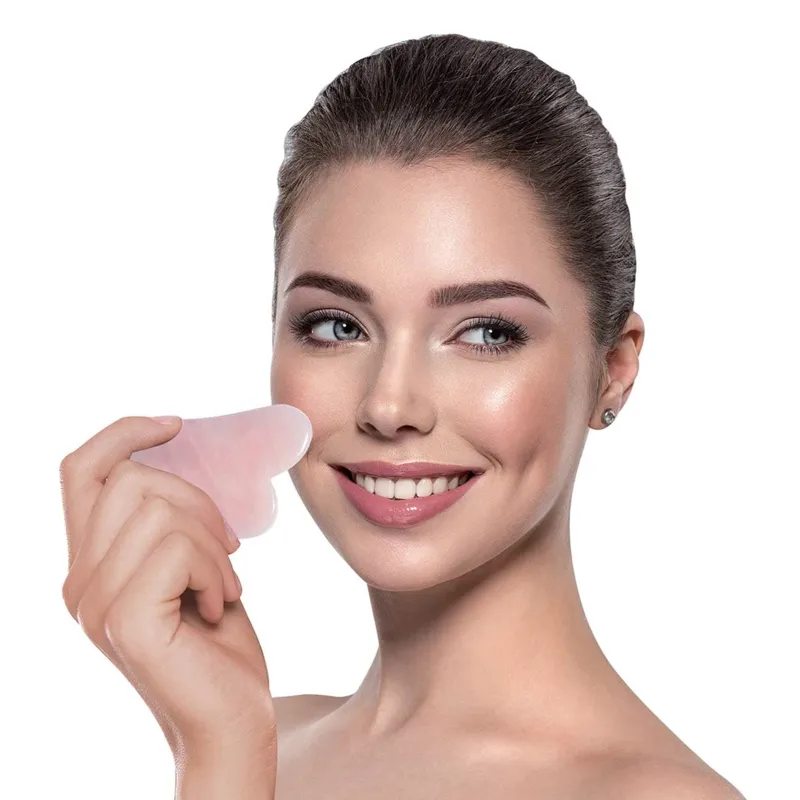 Piatra Gua Sha pentru masaj facial și corp roz