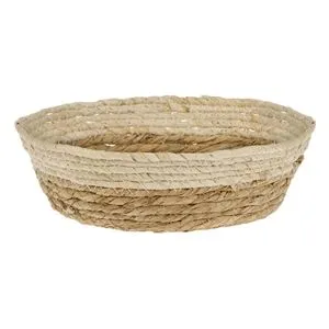 Cos de depozitare rotund din fibre de porumb, Maro si Bej, Ø24x8 cm
